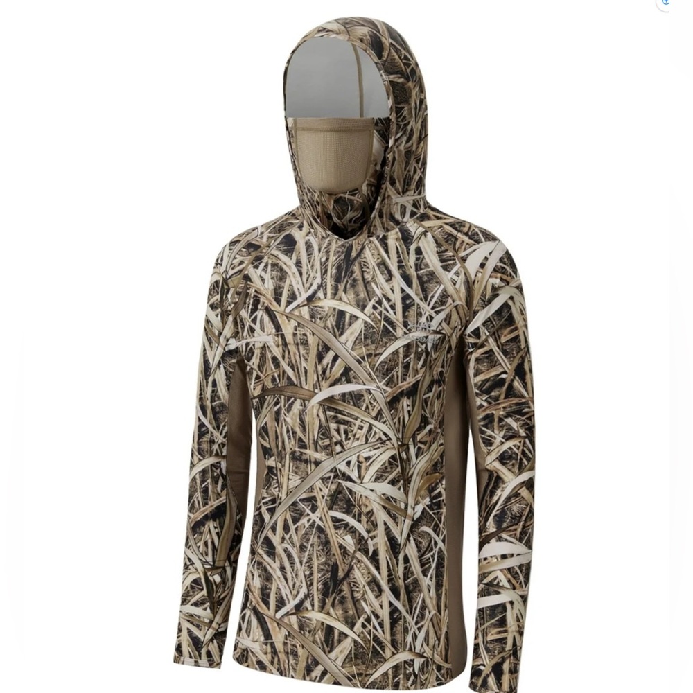🆕 BASSDASH UPF 50+ Men’s Hunting Shirts with Mask Long Sleeve Camo Small Hoodie